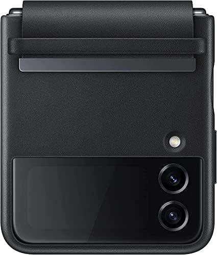 Кожен калъф за SAMSUNG Galaxy Z Flip4 с панти капак, Защитен калъф за вашия телефон от премиум-клас с тънък дизайн - Обем на опаковката - (Черно), (EF-VF721L)