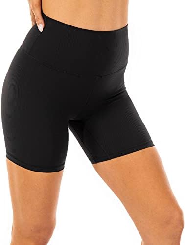 Дамски Байкерские шорти Lavento Hugged Feeling 6 см / 10 инча - Спортни къси Панталони за йога в рубчик с Висока талия