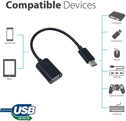 Адаптер Big-e OTG USB-C 3.0 (2 комплекта), съвместим с вашия КОМПЮТЪР-таблета, usb-флашки за мултифункционални функции, като например клавиатури, флаш памети, мишки и т.н. (Черен)