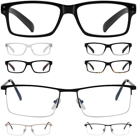 Очила за четене GUD 8 Двойки Леки Класически Правоъгълни Ридеров за Мъже и Жени +1,75