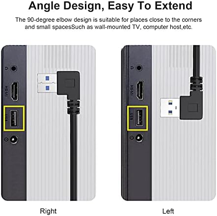 SuperSpeed USB 3.0 удлинительный кабел за предаване на данни между мъжете и жените под прав ъгъл 2 бр. от Oxsubor (20 см, 8 инча) (Обърнете внимание: моля, проверете правилния ъгъл на снимката