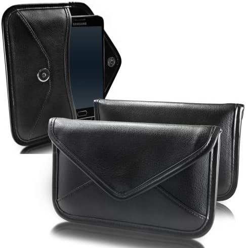 Калъф BoxWave за BLU Vivo X5 (Case by BoxWave) - Луксозни Кожена чанта-месинджър, дизайн своята практика-плик от изкуствена кожа за BLU Vivo X5 - Черно jet black