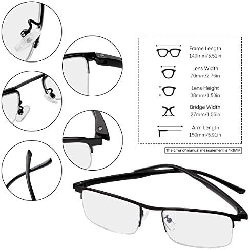 LJIMI Прогресивно Многофокусные Очила за четене със защита от синя светлина, Без Линии, Мультифокальные Компютърни Ридеры за мъже и Жени, Очила с защита от напрежението за очите/Отблясъци/UV-филтър, Очила без рамки,