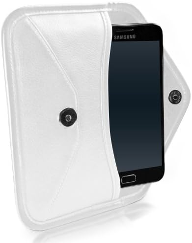 Калъф BoxWave, който е Съвместим с LG W10 Alpha (Case by BoxWave) - Луксозни Кожена чанта-месинджър, дизайн своята практика-плик от изкуствена кожа за LG W10 Алфа - Цвят слонова кост, Бял