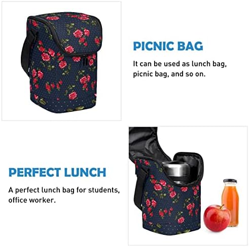 Обяд-Бокс GUEROTKR за жени, Обяд-Бокс за мъже, Малка Чанта за Обяд, модел под формата на листа от червени рози син цвят
