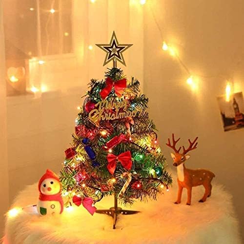 SHUISHU Настолна Коледно Дърво, Коледна Изкуствена Мини-Бор за коледна Украса и Дисплей с Led Гирлянди и Украшения 2 Броя 1123
