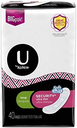 Тънки подложки Kotex U от Kotex Сигурност, Интензивен разход, Дълги, Без мирис, Опаковка по 1 парче (40 броя)