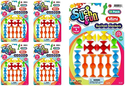 JA-BG Тези забавни мини-издънка (4 опаковки по 14 броя в опаковка) с вендузи Забавни Connect. Детски Играчки за душ и вана. STEM Образователни Обучителни Сензорни играчки за аутизъм. Пълнители за отглеждане на Бебе.