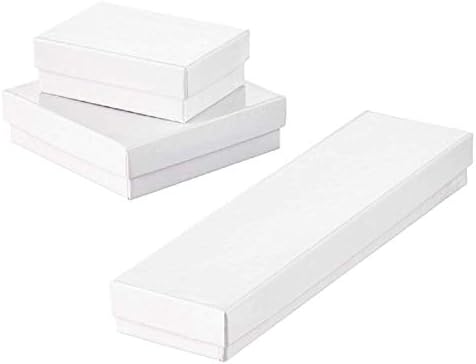 888 Дисплей - Опаковка от 10 Кутии по 2 1/8 x 1 5/8 x 3/4, Бял Гланц Кутии за бижута, пълни с памук