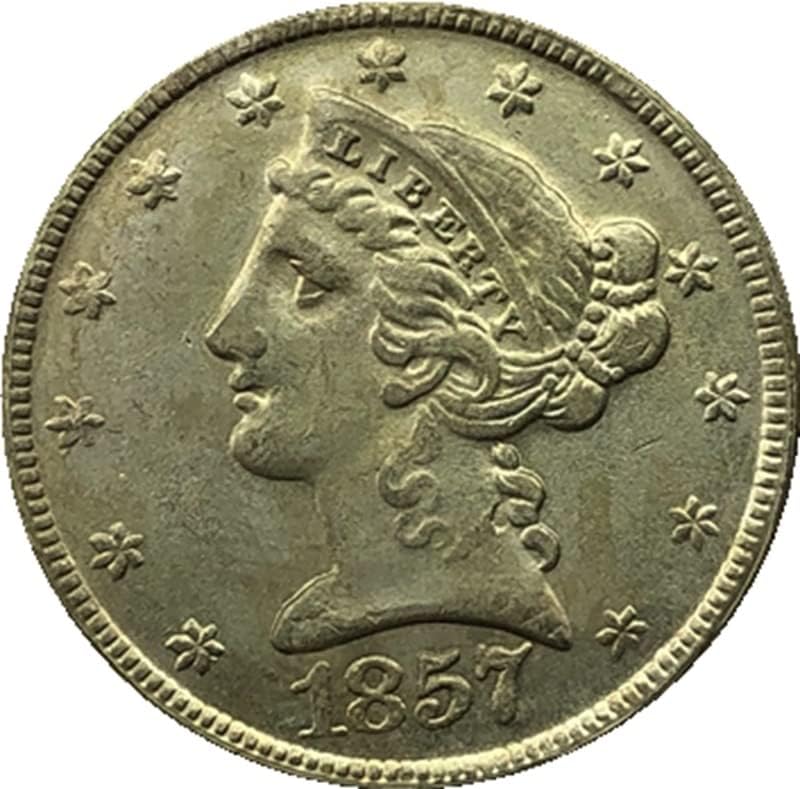 19 Различни Дати C Версия САЩ 5 Безплатни Златни Монети на Месингови Старинни ръчно изработени изделия Чуждестранни Възпоменателни монети 21 мм