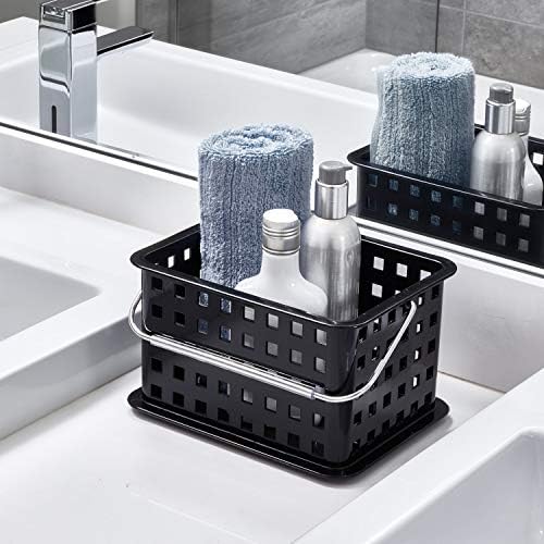 Пластмасова кошница за душ IDesign Spa с дръжка за баня, здраве, козметика, аксесоари за коса и козметика - 5,3 x 8,8 x 6,9 - Черен