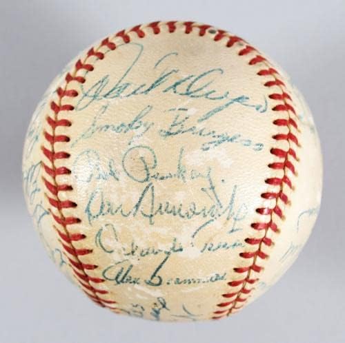 1958 Екип Редс-Подписано бейзболен договор (26) Франк Робинсън, Смоуки Бърджис и др – COA JSA - Бейзболни топки с автографи