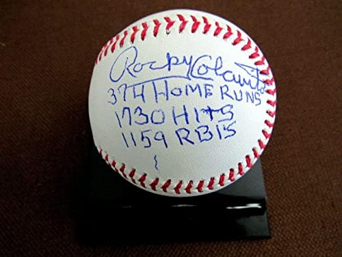 Роки Колавито 374 Начало-раната 1730 Попадения Индианс Янкис Автографированный Бейзбол Jsa - Бейзболни Топки с автографи