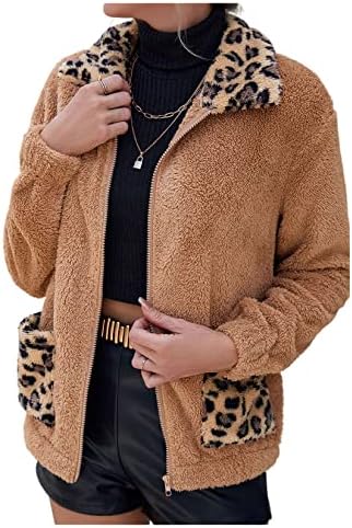 Зимно палто за жени с качулка с Леопардовыми Вложки и Дълъг ръкав