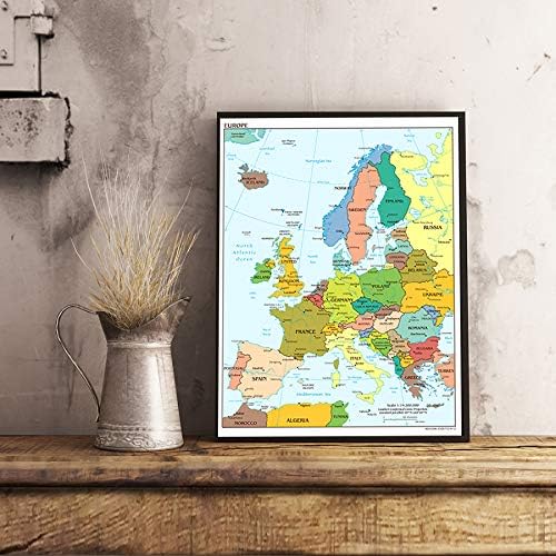 Художествен плакат Stukk с карта на Европа на стената - A4 (210 x 297 mm)