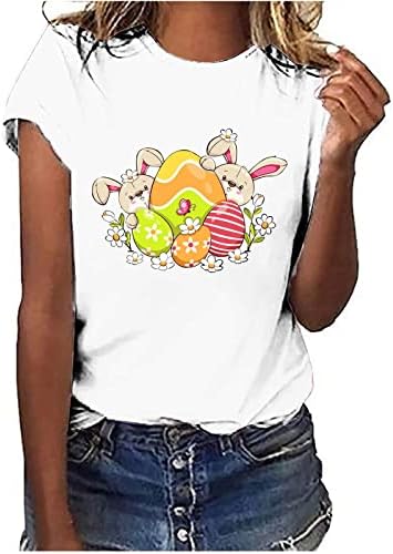 Великденски Блузи за Момичета, Дамски Тениски с образа на Смешно Зайчета, Тениски с Кръгло Деколте, Ежедневна Туника, Сладък Пуловер, Мека Удобна Блуза