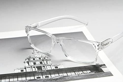 Очила за четене LUR, 6 опаковки, удобни пластмасови четци с пружинным тръба на шарнирна връзка (прозрачен)