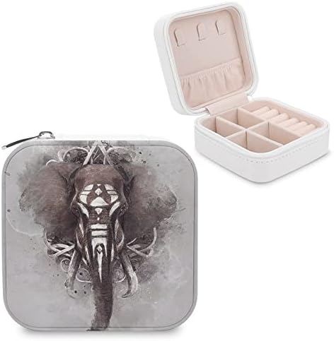 Кутия За Съхранение На Бижута С Тотем На Слона, Малък Органайзер От Изкуствена Кожа, Кутия За Пътуване, Бижутериен Калъф С Цип