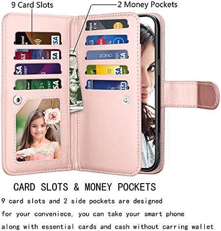 NJJEX е Съвместим с калъф за iPhone 13 Pro /iPhone 13 Pro Калъф-портфейл 6,1 (2021), [9 слотове за карти] От изкуствена кожа, държач за кредитни карти, флип-надолу награда [Подвижни], Магнитна поставка за телефон и