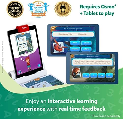 Магически работни тетрадки БИДЖУ: математика, език и четене, на 1-ти клас на Дисни - 5-7 години - Включва герои на Disney и Pixar - за момчета и момичета - Работи с iPad и таблици Fire (изисква Osmo Base)