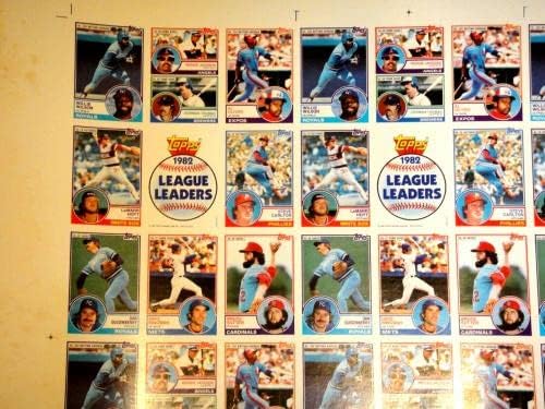1983 Бейзболна картичка Topps Неразрезанный лист 1982 Лидери лига (6) Комплекти бейзболни картички с надпис Carlton Реджи