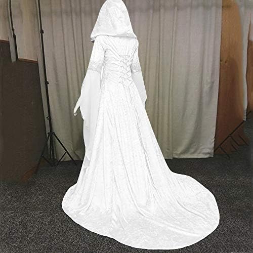 Средновековна рокля ZEFOTIM, женски винтажное рокля-наметало на вещица с качулка и ръкави-една тръба, Средновековна сватбена рокля за cosplay на Хелоуин