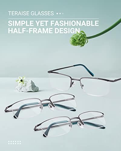 TERAISE 3 опаковки Очила за четене в Полурамке за мъже/жени, Със заключване синя светлина, Модерен Удобни и Леки Очила за четене