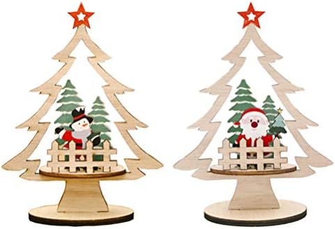 NUOBESTY Дървена Маса Коледно Дърво Непълни Дървени Изрезки Коледно Дърво Скулптура Украса на Работния Плот направи си САМ Коледни Аксесоари За Бродерия Начало Декор Подаръци 2 елемента