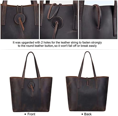 S-ZONE Реколта Чанта-Тоут от Естествена Кожа, за Жени, Голям Чантата на Рамото, Чанта