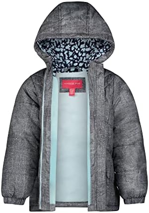 Зимно яке-пуховик с качулка за малки момичета ЛОНДОНСКАТА мъгла с модел под формата на Звезди и Луни и Шапочкой в тон