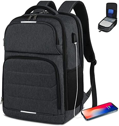 SDYSM Раница за лаптоп 17,3, Удобен за Пътуване Раница TSA за Мъже И Жени, Водоустойчив Бизнес чанта за Колеж с USB порт за зареждане, Противоугонный Голяма раница за носене