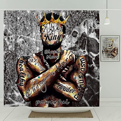 DESIHOM Афроамериканские-Дълги Завеси За Душ 84 Инча, Вдъхновяващи Black Мъжки Комплект Завеса За Душ Африка Кралския Декор За Баня От Полиэстеровой Тъкан-72 x 84