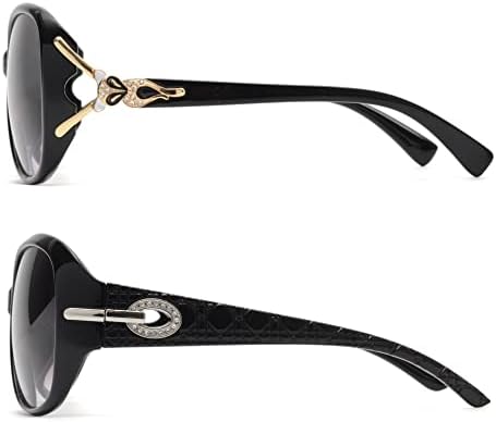 JM Класически Бифокални Очила за Четене Reader Glasses за Жени със Защита от ултравиолетови лъчи На Открито Черно + 4.0