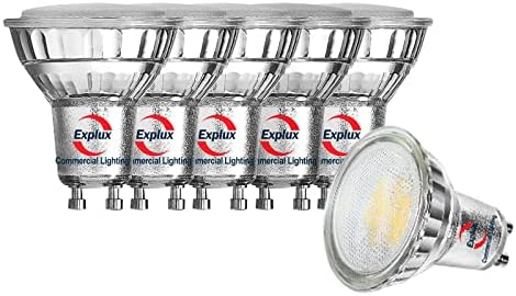 Led Прожекторная лампа Explux търговски клас, с регулируема яркост GU10, 50 W, Еквивалент на 500 Лумена, Външен Водоустойчив Прожектор 3000 До Ярко-цвят бял с 6 бр. в опаковка