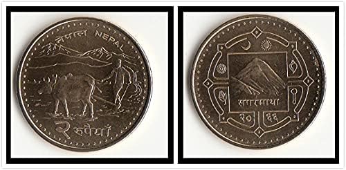 Новата Азиатска Нова Непальская монета в 2 Рупия Скучна Колекция от чуждестранни монети Колекцията непалски монети в сто хиляди Рупии 1 Година Скучна Колекция от чужди монети