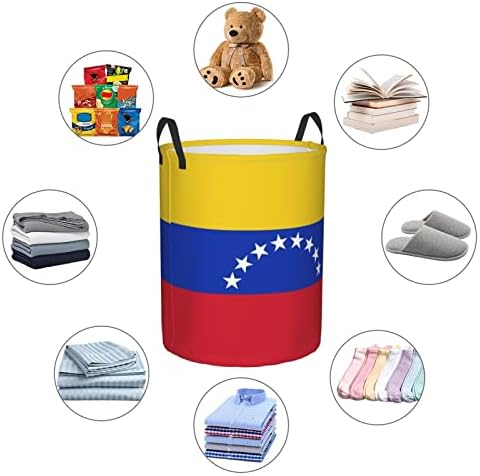 Знаме на Венецуела Кофа за Боклук Кръгла Кошница За Дрехи, Кошница За Дрехи Средната Облекло за Спални, Баня, Спалня