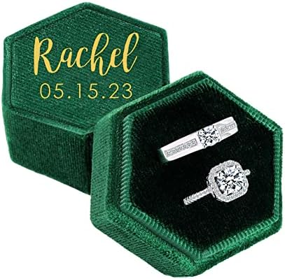 Изработена по поръчка Кадифе Кутия за пръстените MeMoShe за предлагане на Персонализирана Кутия за Приносителя на Годежен пръстен на Годишнина от Сватбената церемония-Бял