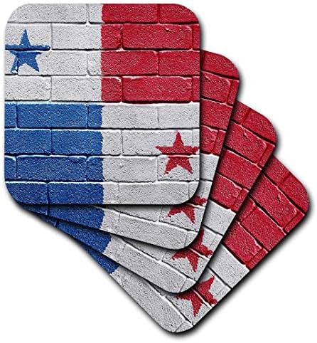 3dRose CST_156964_1 Национален флаг Панама, рисувани в Тухлена стена на Панама меки подложки, (комплект от 4)