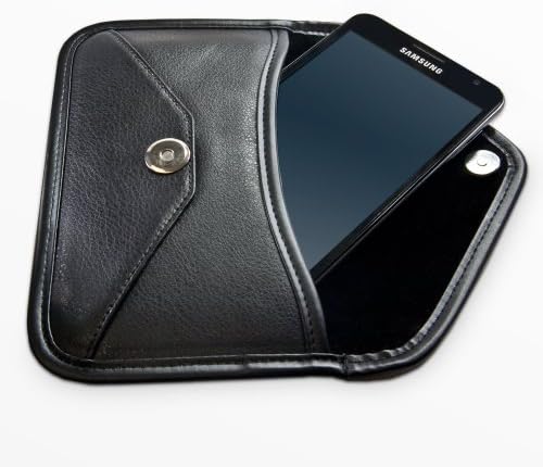 Калъф BoxWave за Apple iPhone 12 Pro Max (Case by BoxWave) - Луксозен Кожен калъф-месинджър, дизайн своята практика-плик от изкуствена кожа за Apple iPhone на 12-Pro Max - Черно jet black