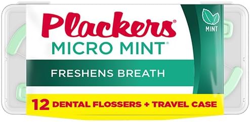Пътен калъф за флоссеров Plackers Micro Мента, опаковка от 12 чанти (общо 144 флоссера)