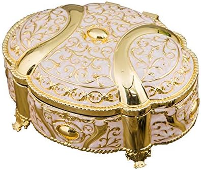 Изискана кутия за съхранение на бижута DEKIKA Mini, Кутия за Украшения, Европейската Ретро Настолна Кутия За Съхранение на Бижута, благородна Ковчег за бижута Princess-Бяло (Златни Голям)