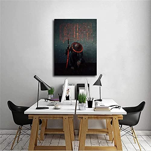 Нинджа Ронин Samurai Warrior Плакат Картина на Платното за Печат Стенно Изкуство, Начало Декор на Стая (20x30 см в рамка)