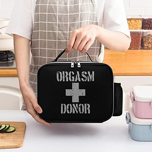 Чанта за обяд Orgasm Donor Кожена Чанта-хладилник за Обяд с Подвижна дръжка и Странични джоб