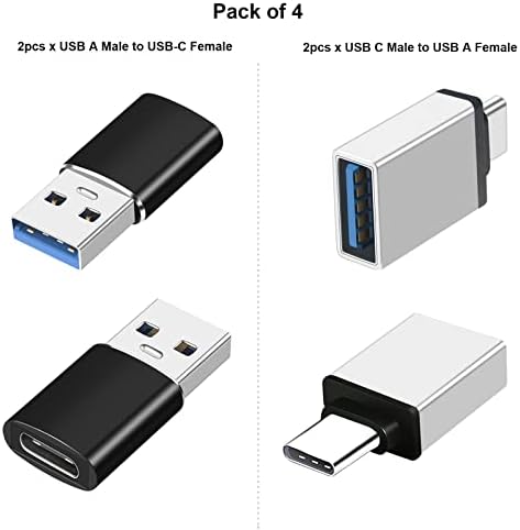 Комплект от 4 адаптери USB-USB, USB 3.0 USB C, поддържа предаване на данни със скорост до 5 gbps и бързо зареждане.