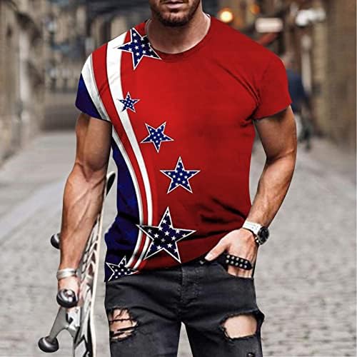 Ризи със сърца за мъже, тениски с деколте, лятна риза с къс ръкав Независимост, ежедневни 3D мъжки връхни дрехи, памук, ликра, дълга